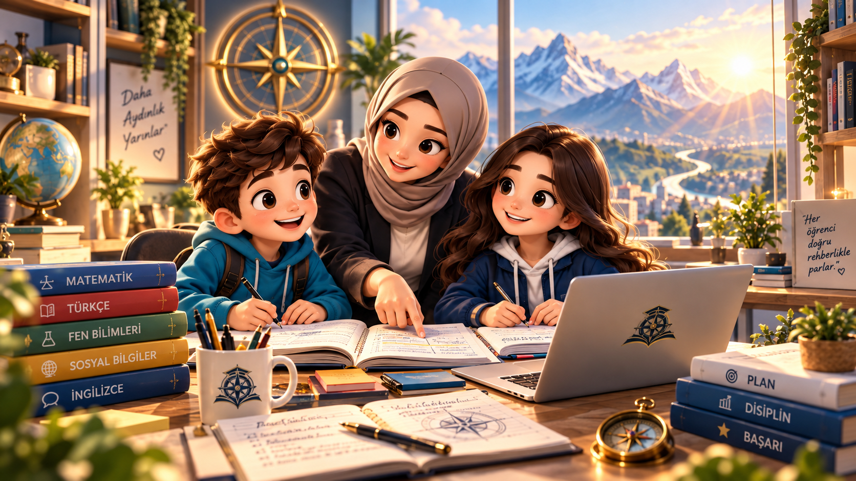 Öğrencilerle birlikte çalışan akademik koç